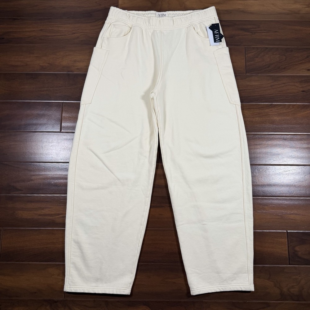 AFRM Women's Size XL Vintage Off White Ryan Barrel Cargo Fleece Sweatpants Pants